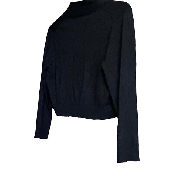 CALVIN KLEIN LONG SLEEVE SHORT WAIST SWEATER, WOMENS, L, BLACK, OPEN-FRONT - Picture 5 of 10